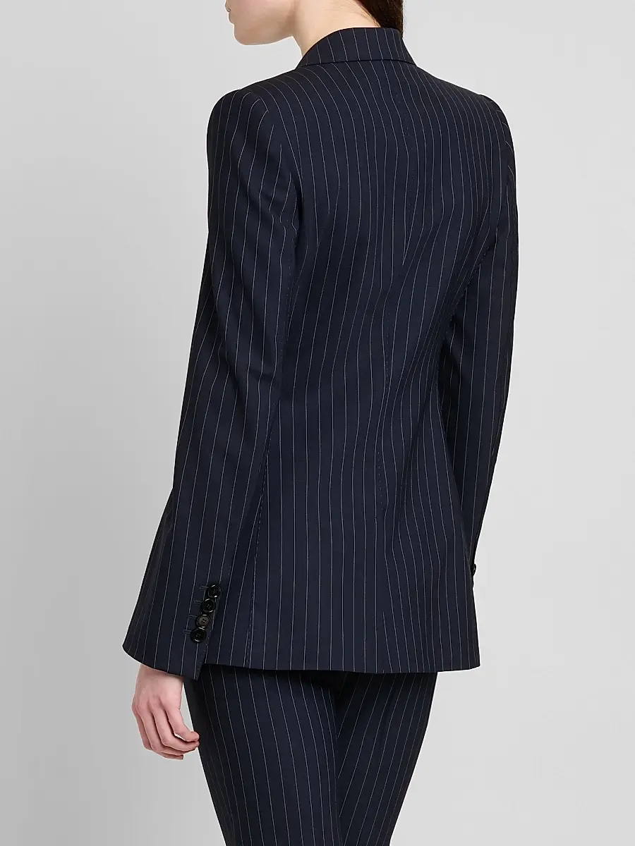 Dolce & Gabbana Women's Pinstriped Stretch Virgin-Wool Single-Breasted Blazer | Thumbnail 3