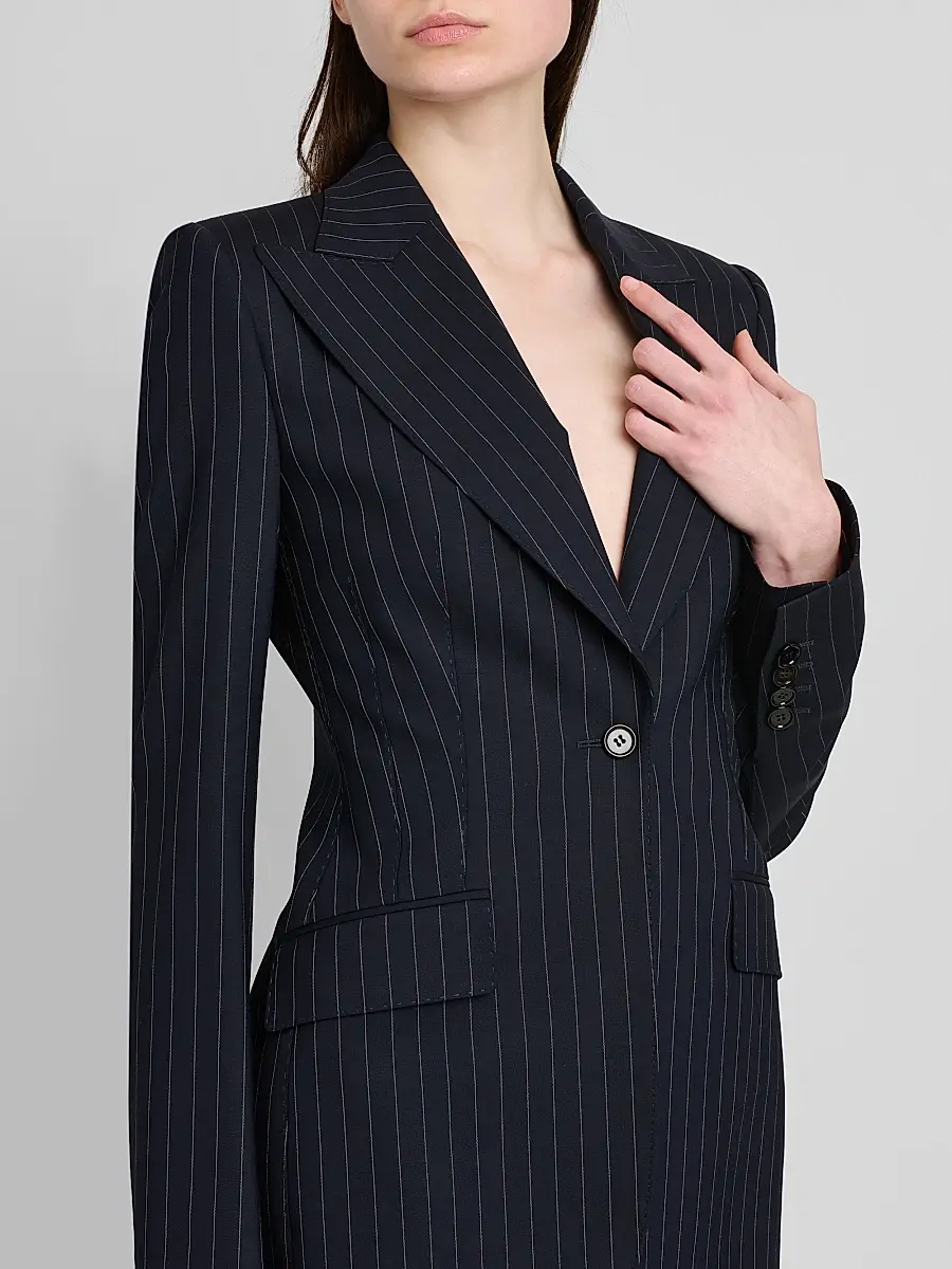 Dolce & Gabbana Women's Pinstriped Stretch Virgin-Wool Single-Breasted Blazer | Thumbnail 5