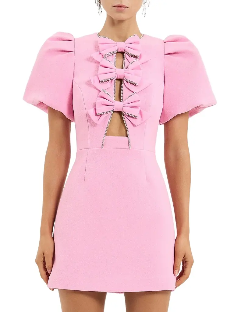 Rebecca Vallance Women's Precious Bow Minidress - Pink - Size 14 | Image 1 Rebecca Vallance Women's Precious Bow Minidress - Pink - Size 14 | Image 1