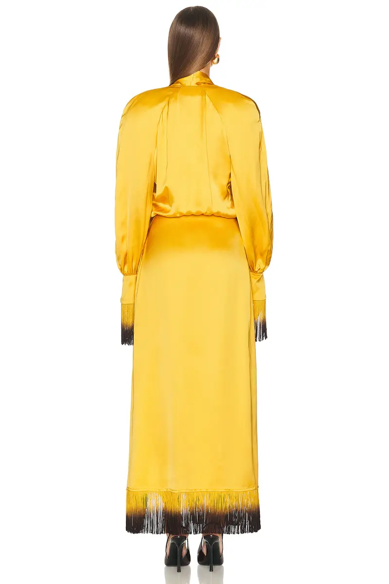 Rowen Rose Satin Fringe Maxi Dress | Thumbnail 4 Rowen Rose Satin Fringe Maxi Dress | Thumbnail 4