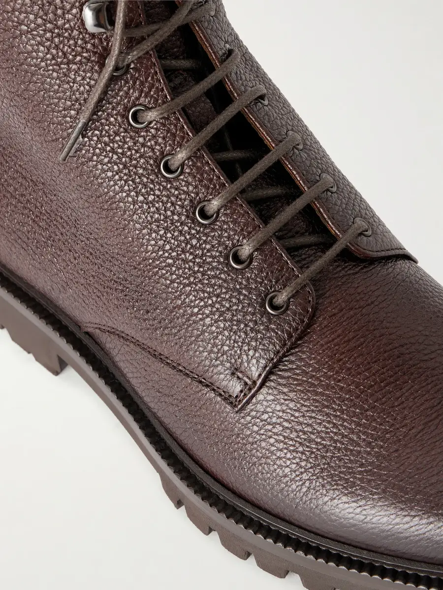 Brunello Cucinelli Shearling-Lined Full-Grain Leather Lace-Up Boots - Men | Thumbnail 5