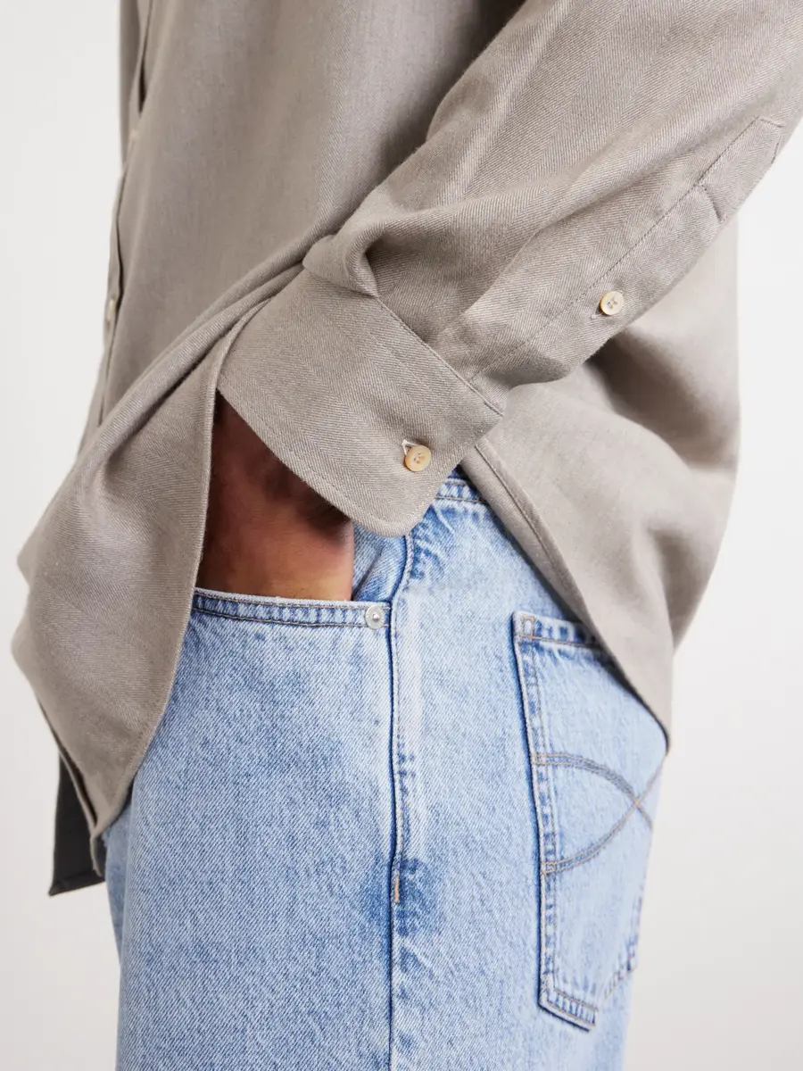 Brunello Cucinelli Herringbone Cotton and Lyocell-Blend Shirt - Men | Thumbnail 5 Brunello Cucinelli Herringbone Cotton and Lyocell-Blend Shirt - Men | Thumbnail 5