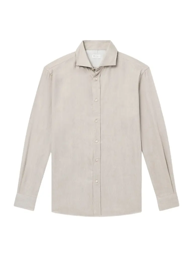 Herringbone Cotton and Lyocell-Blend Shirt - Men Herringbone Cotton and Lyocell-Blend Shirt - Men