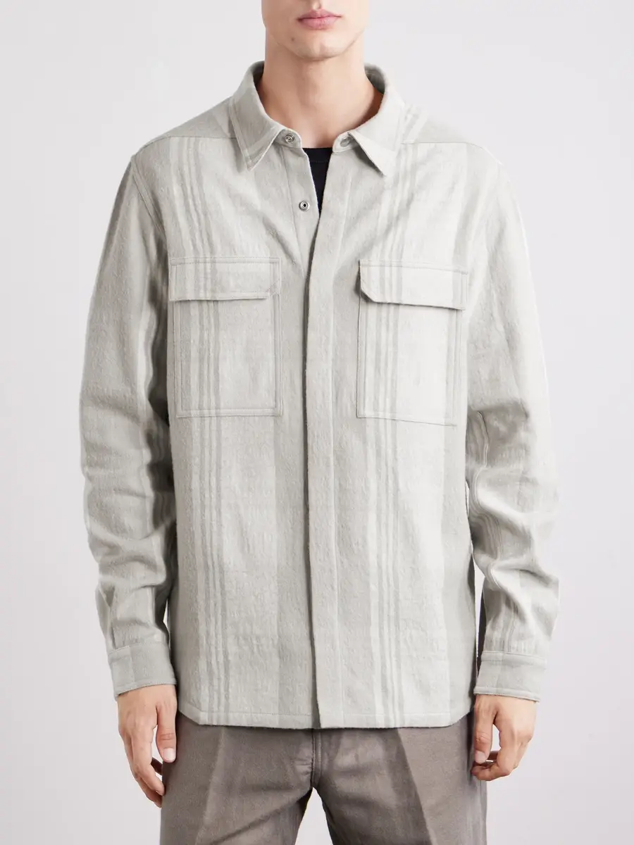 Rick Owens Striped Cotton and Wool-Blend Flannel Overshirt - Men | Thumbnail 3 Rick Owens Striped Cotton and Wool-Blend Flannel Overshirt - Men | Thumbnail 3