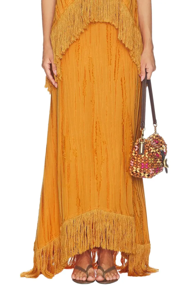 Yellow The Label Lennie Fringe Skirt