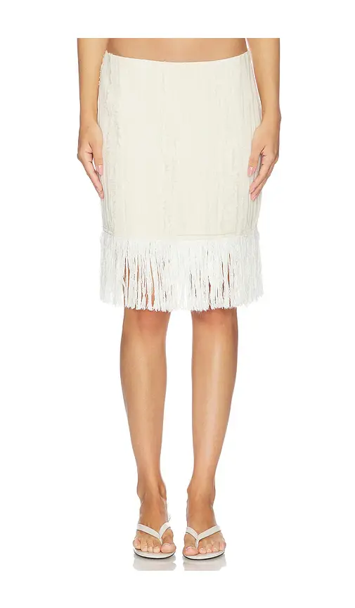 Yellow The Label Fritz Fringe Skirt | Image 1 Yellow The Label Fritz Fringe Skirt | Image 1