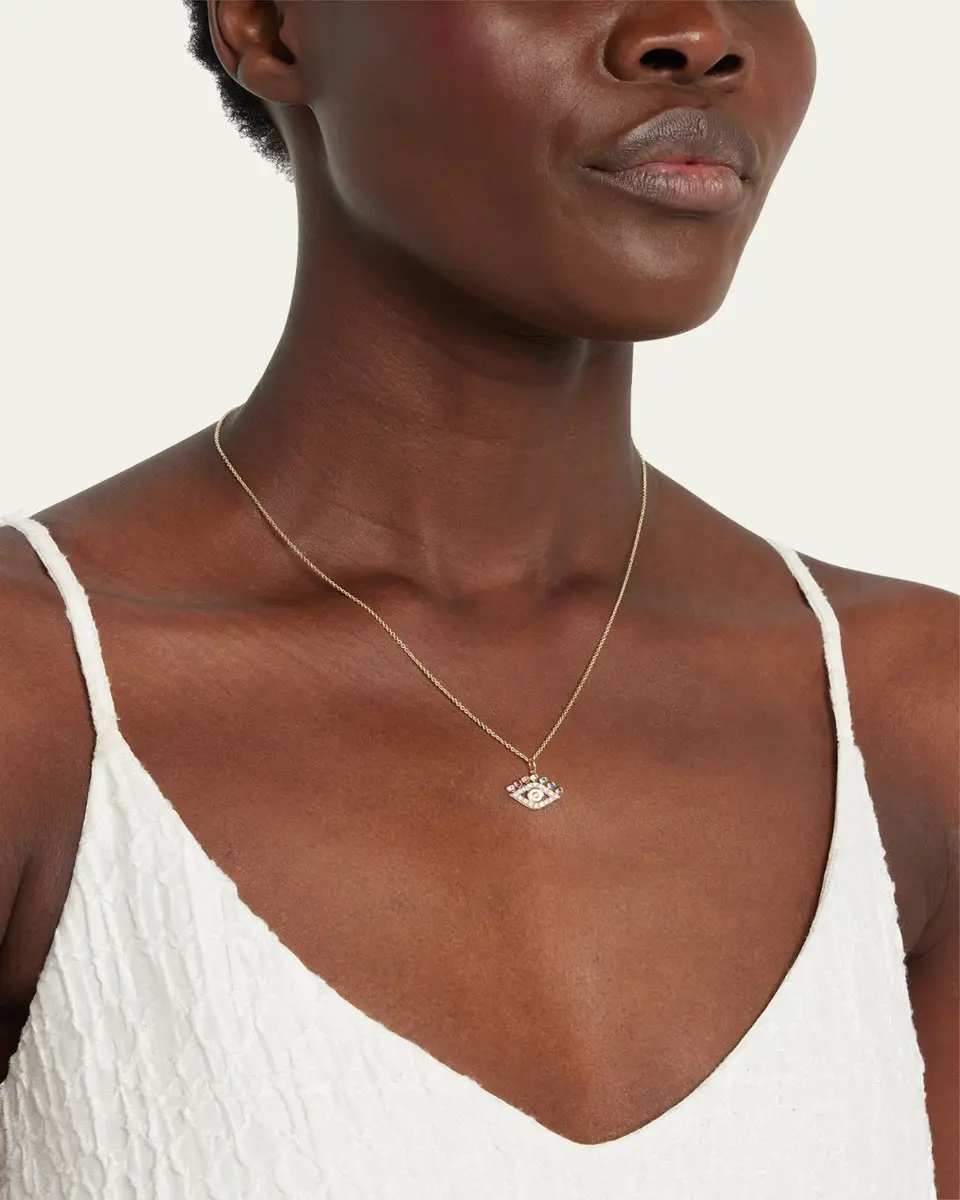 Sydney Evan 14k Yellow Gold Evil Eye Petals Charm Necklace | Thumbnail 2