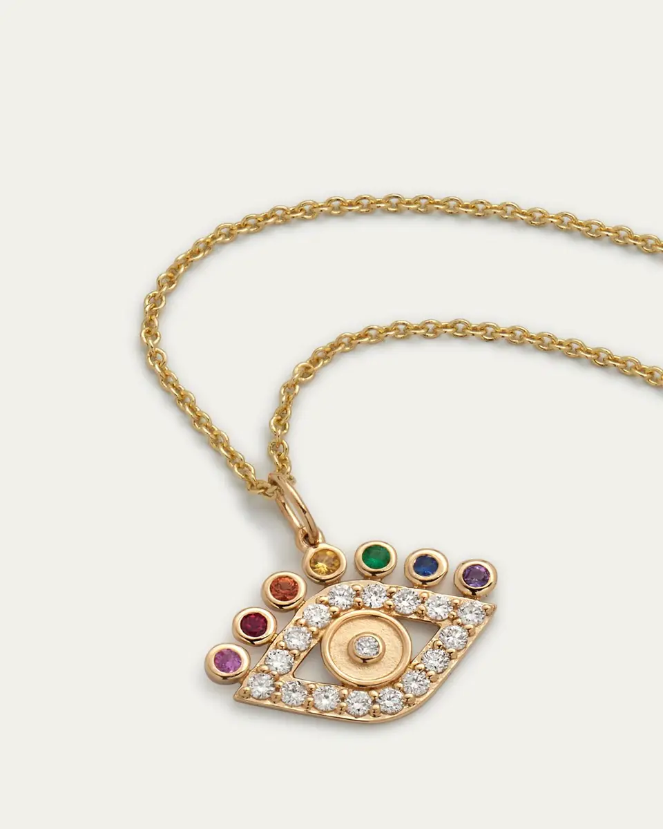 Sydney Evan 14k Yellow Gold Evil Eye Petals Charm Necklace | Thumbnail 3
