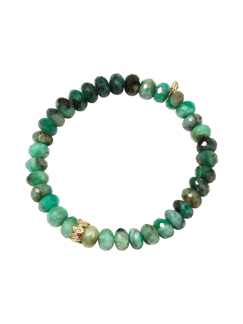 Sydney Evan 8mm Natural Emerald Bracelet with Marquise Evil Eye Rondelle