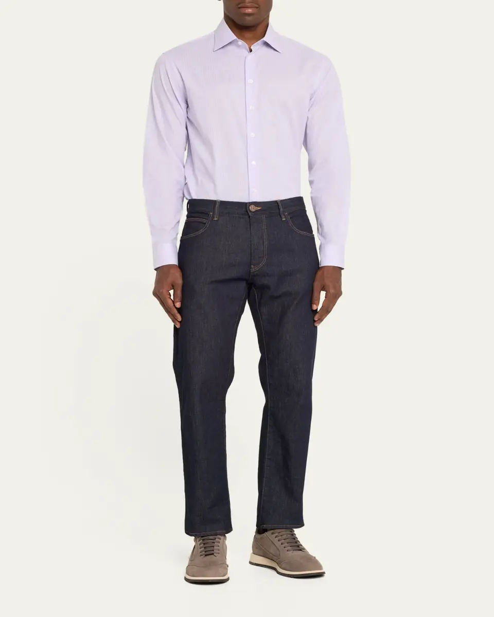 Giorgio Armani Men's Micro-Stripe Dress Shirt | Thumbnail 2 Giorgio Armani Men's Micro-Stripe Dress Shirt | Thumbnail 2