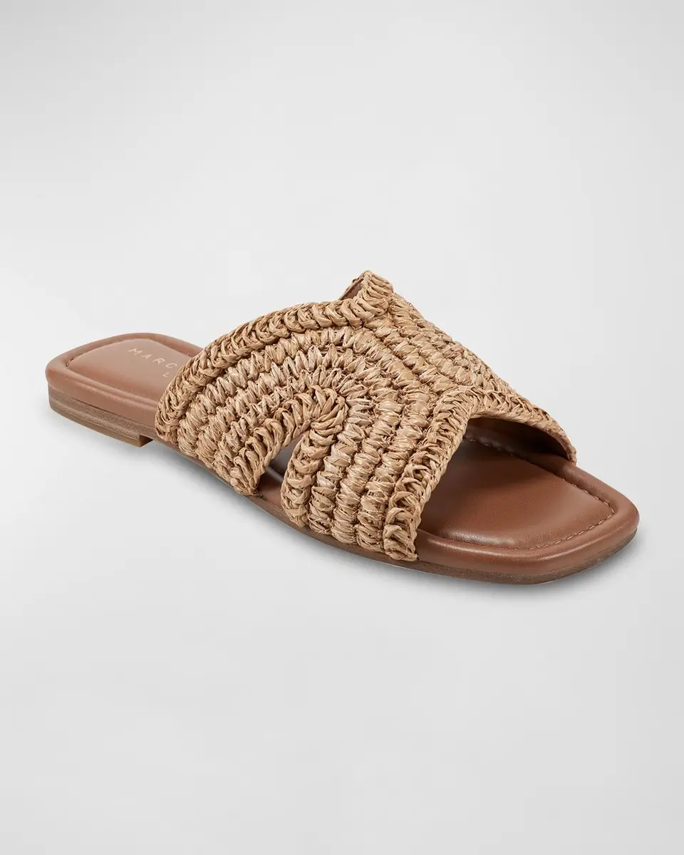 Marc Fisher LTD Narda Woven Raffia Flat Slide Sandals | Thumbnail 2 Marc Fisher LTD Narda Woven Raffia Flat Slide Sandals | Thumbnail 2