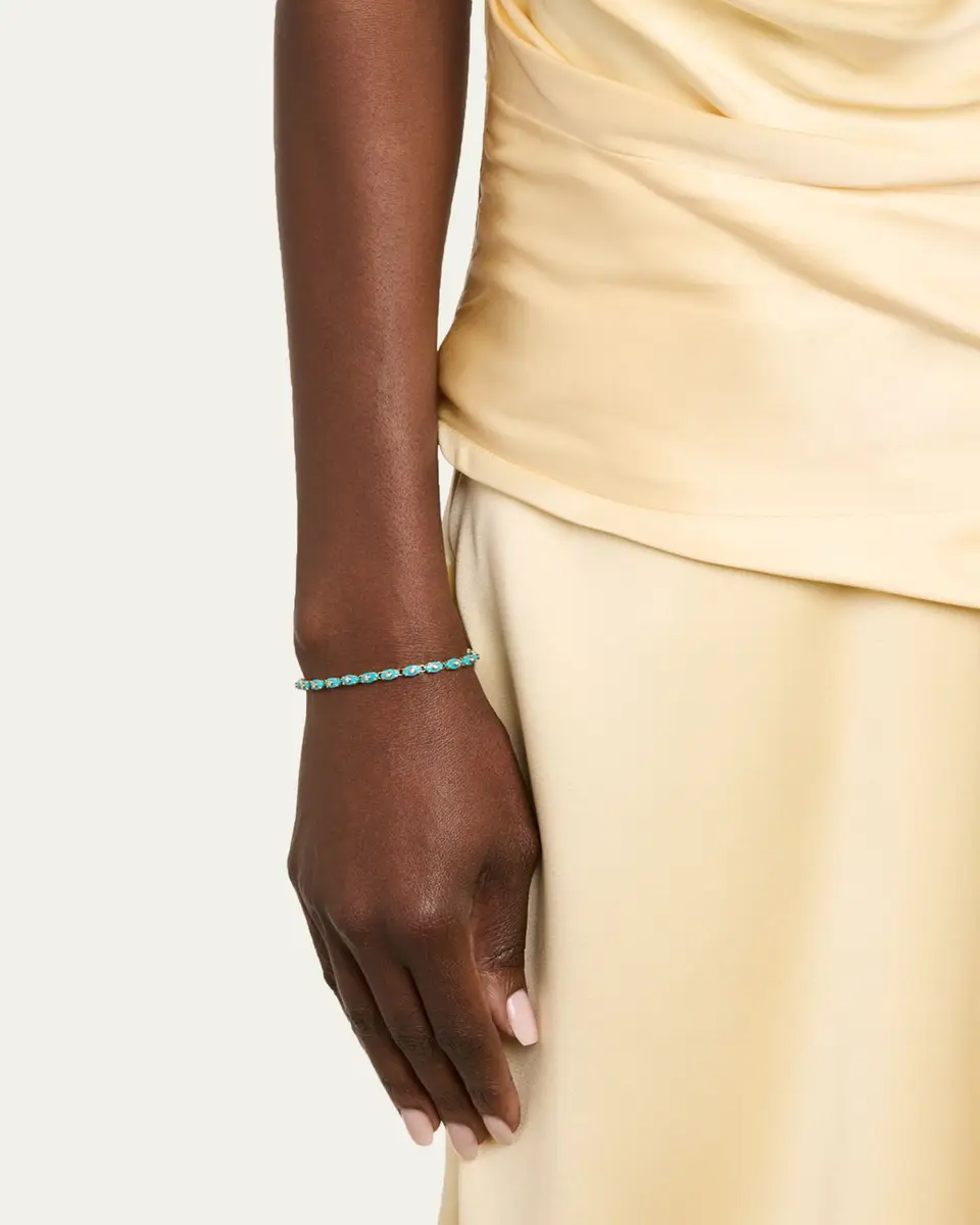 Sydney Evan 14k Gold Tiny Carved Stone Eternity Bracelet with Diamonds | Thumbnail 2