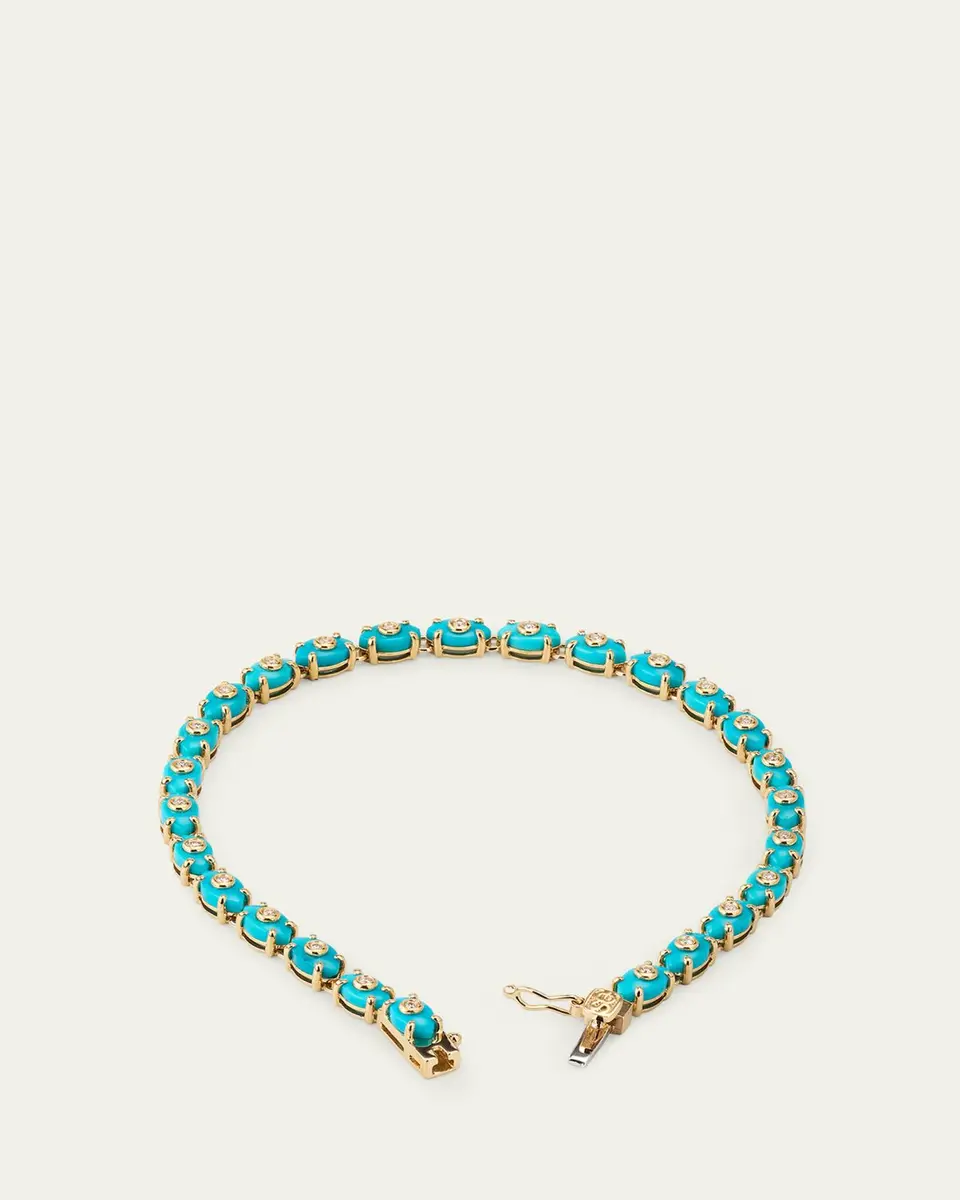 Sydney Evan 14k Gold Tiny Carved Stone Eternity Bracelet with Diamonds | Thumbnail 4