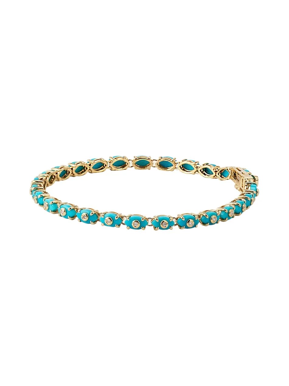 Sydney Evan 14k Gold Tiny Carved Stone Eternity Bracelet with Diamonds