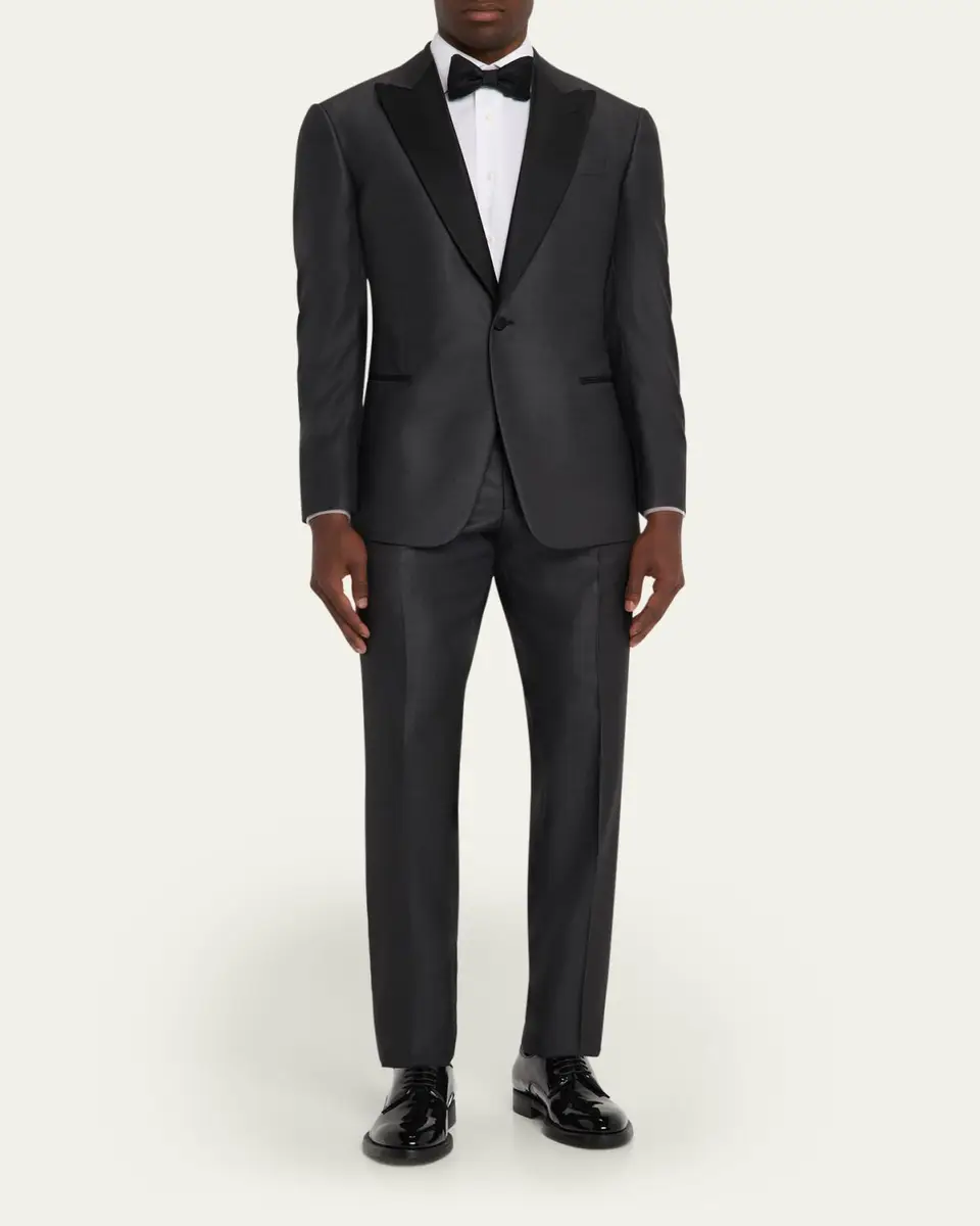 Giorgio Armani Men's Micro-Dot Silk Peak Lapel Tuxedo | Thumbnail 2 Giorgio Armani Men's Micro-Dot Silk Peak Lapel Tuxedo | Thumbnail 2
