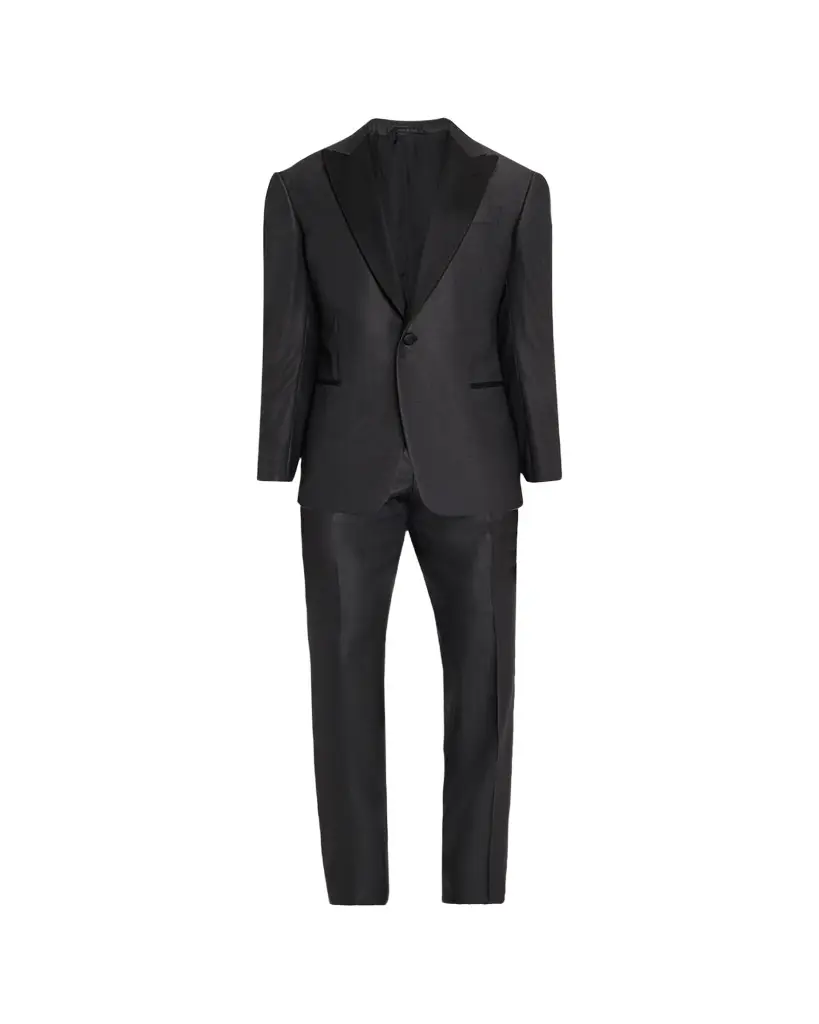 Men's Micro-Dot Silk Peak Lapel Tuxedo Men's Micro-Dot Silk Peak Lapel Tuxedo