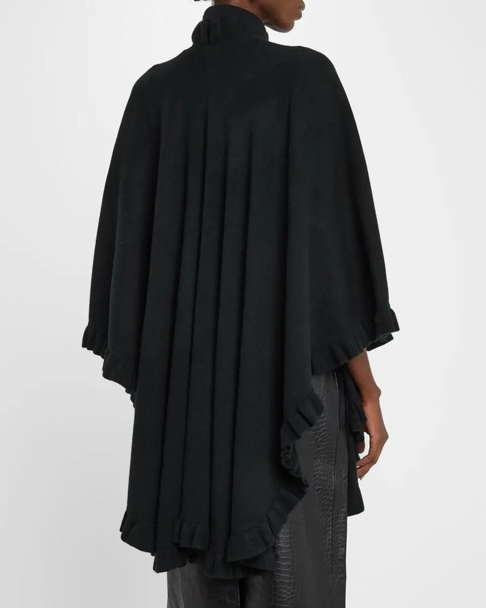 Sofia Cashmere Ruffle-Trim Cashmere Cape | Thumbnail 3