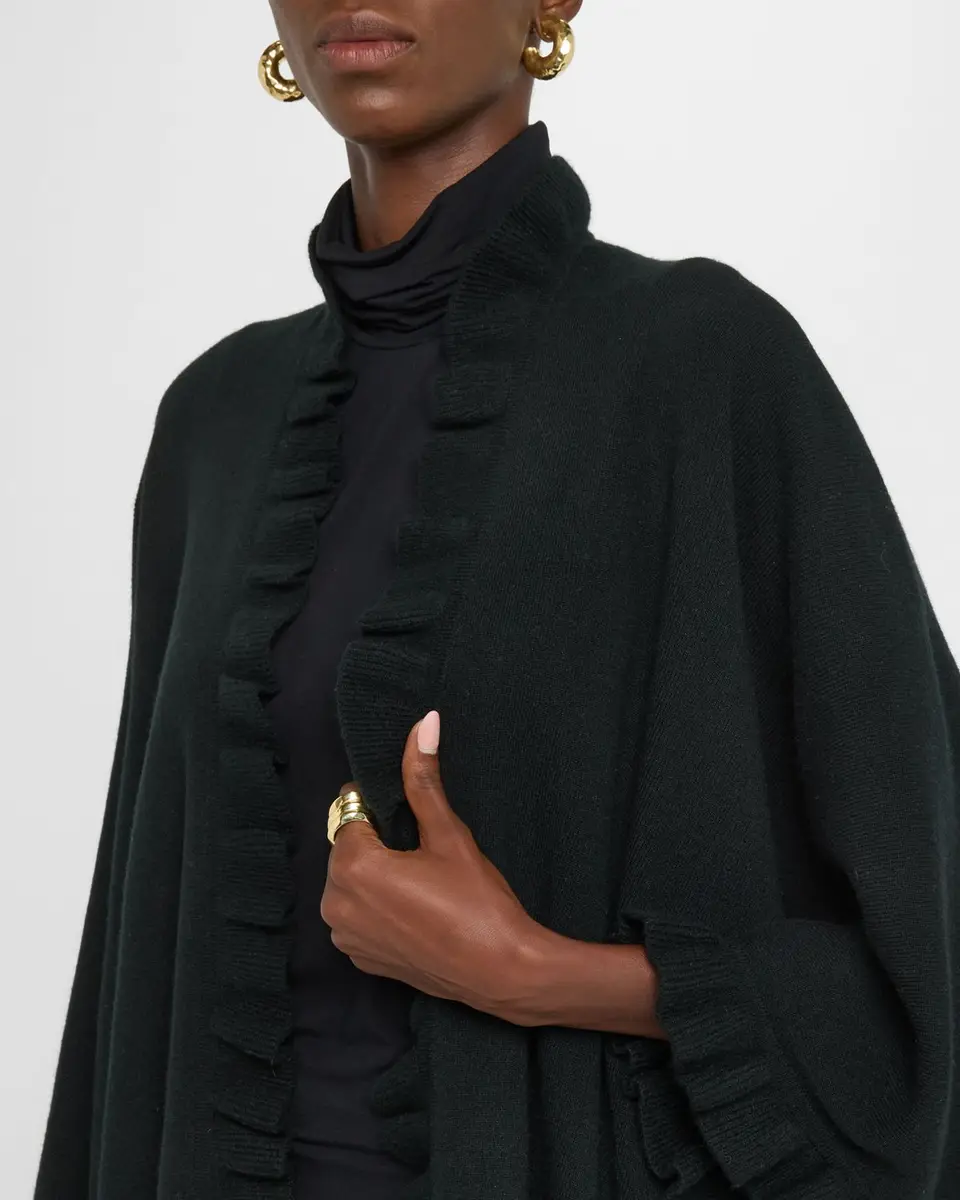 Sofia Cashmere Ruffle-Trim Cashmere Cape | Thumbnail 5