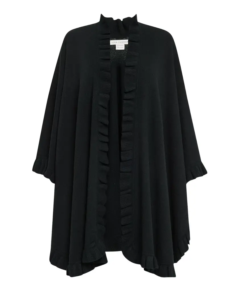 Sofia Cashmere Ruffle-Trim Cashmere Cape | Image 1 Sofia Cashmere Ruffle-Trim Cashmere Cape | Image 1