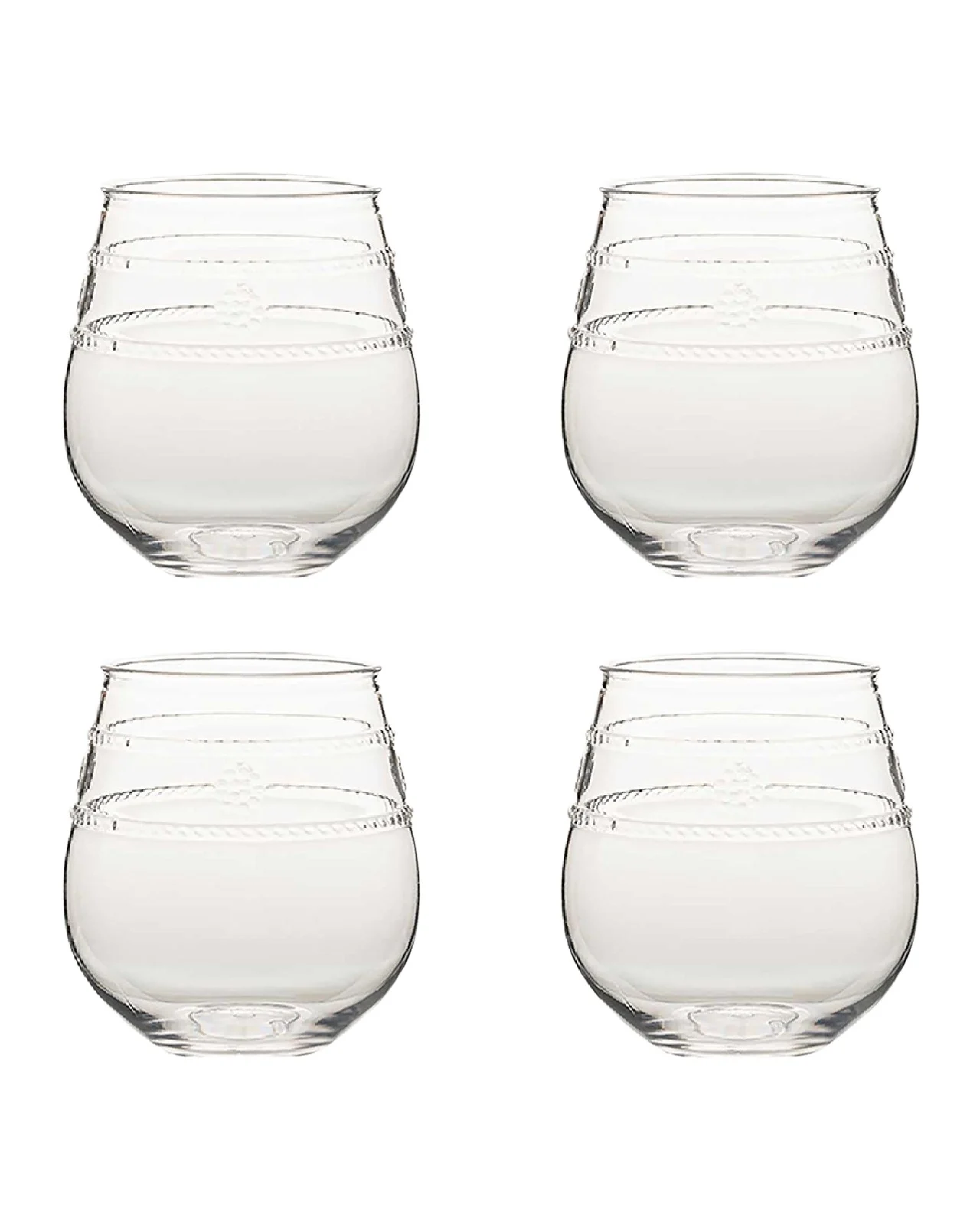 Juliska Isabella Acrylic Stemless Wine Glasses, Set of 4
