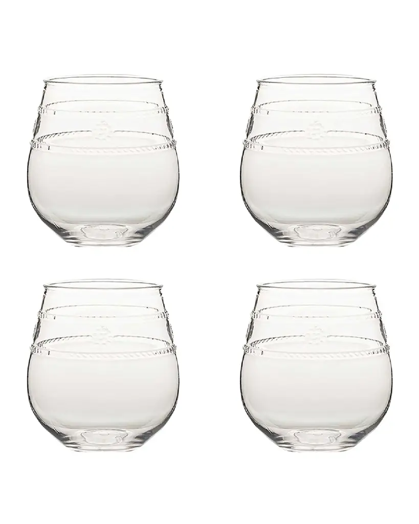 Juliska Isabella Acrylic Stemless Wine Glasses, Set of 4