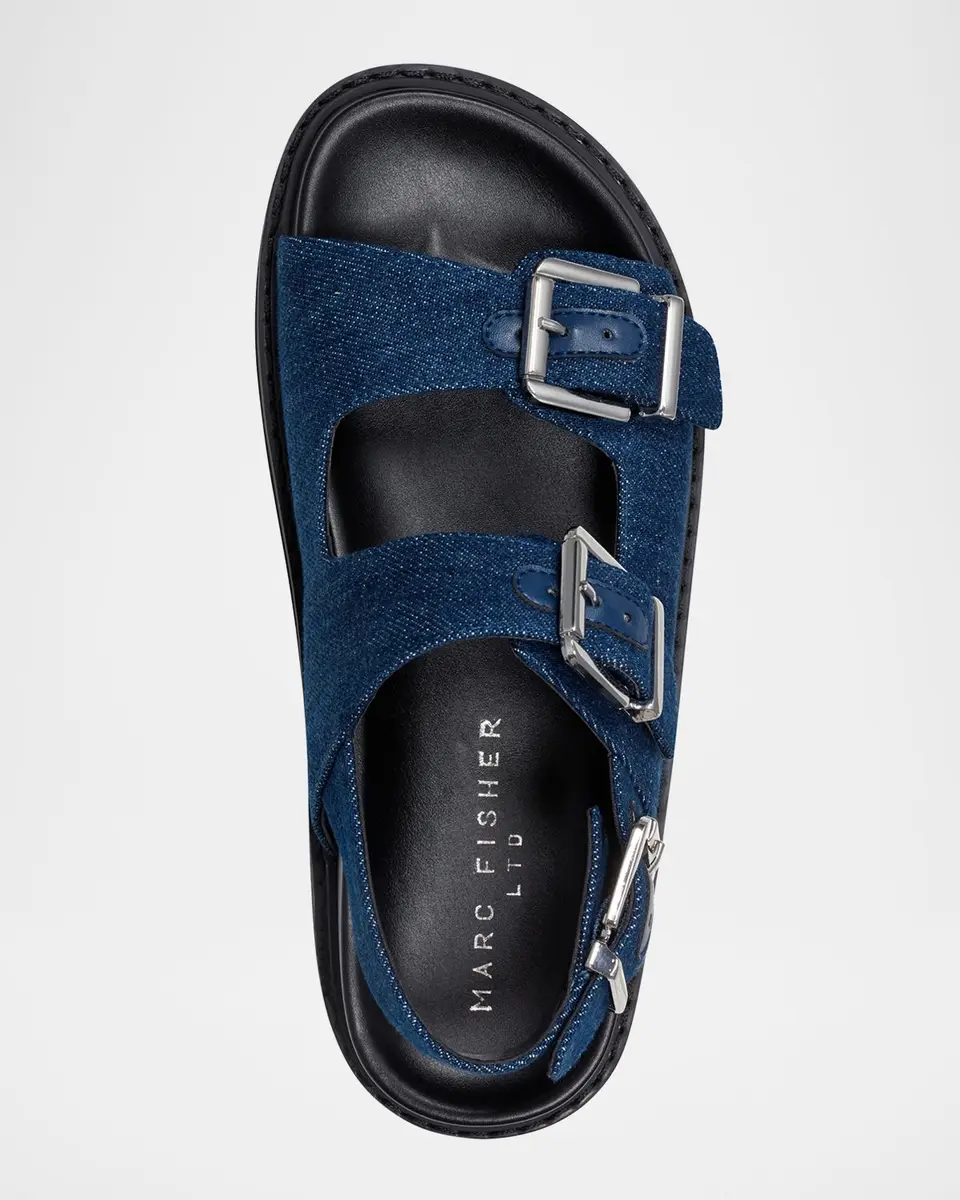 Marc Fisher LTD Agenda Denim Dual-Buckle Slingback Sandals | Thumbnail 4 Marc Fisher LTD Agenda Denim Dual-Buckle Slingback Sandals | Thumbnail 4