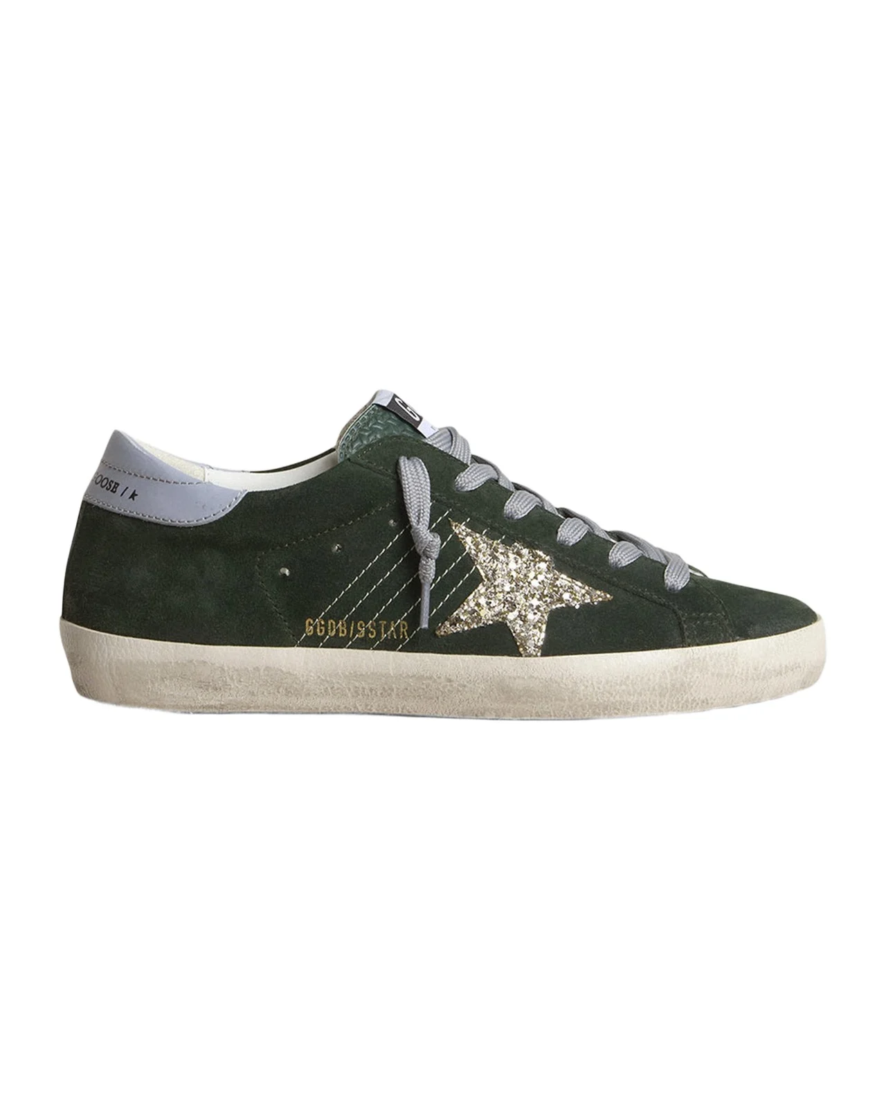 Golden Goose Super-Star Suede Glitter Low-Top Sneakers