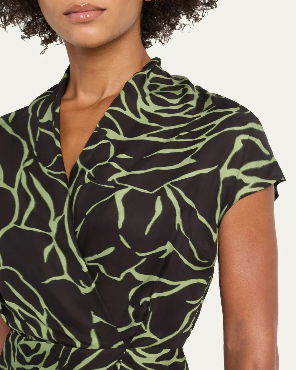 Dries Van Noten Dilian Floral Jacquard Draped Wrap Midi Dress | Thumbnail 5