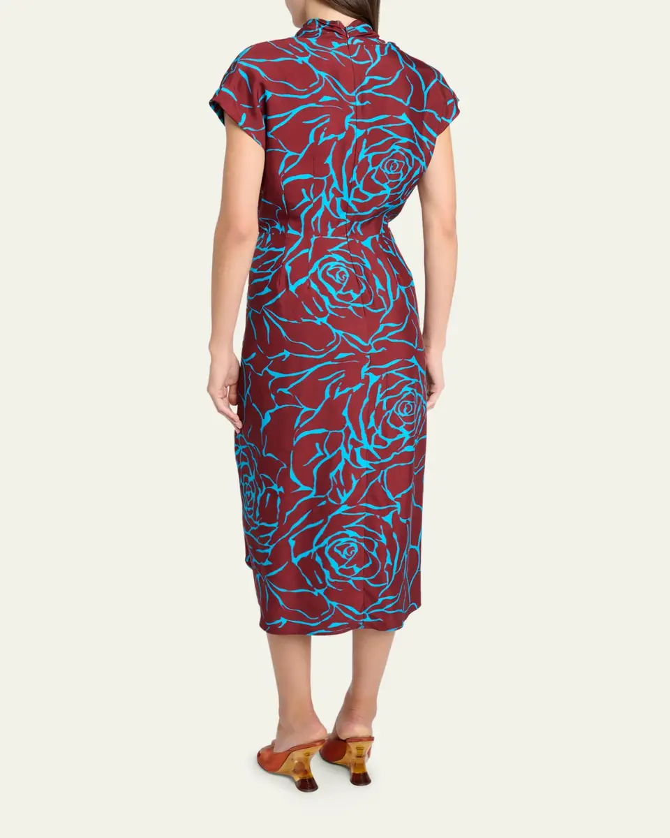 Dries Van Noten Dilian Floral Jacquard Draped Wrap Midi Dress | Thumbnail 7