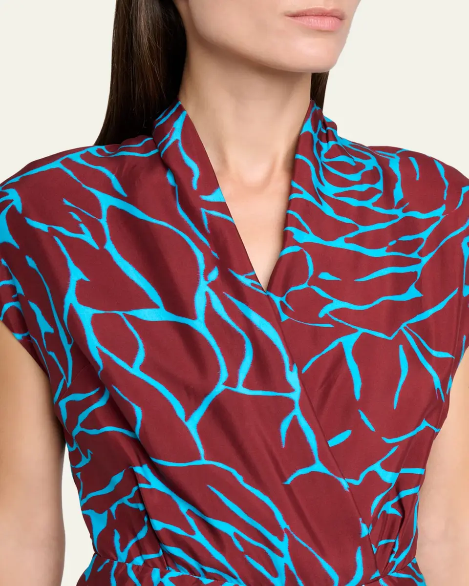 Dries Van Noten Dilian Floral Jacquard Draped Wrap Midi Dress | Thumbnail 9