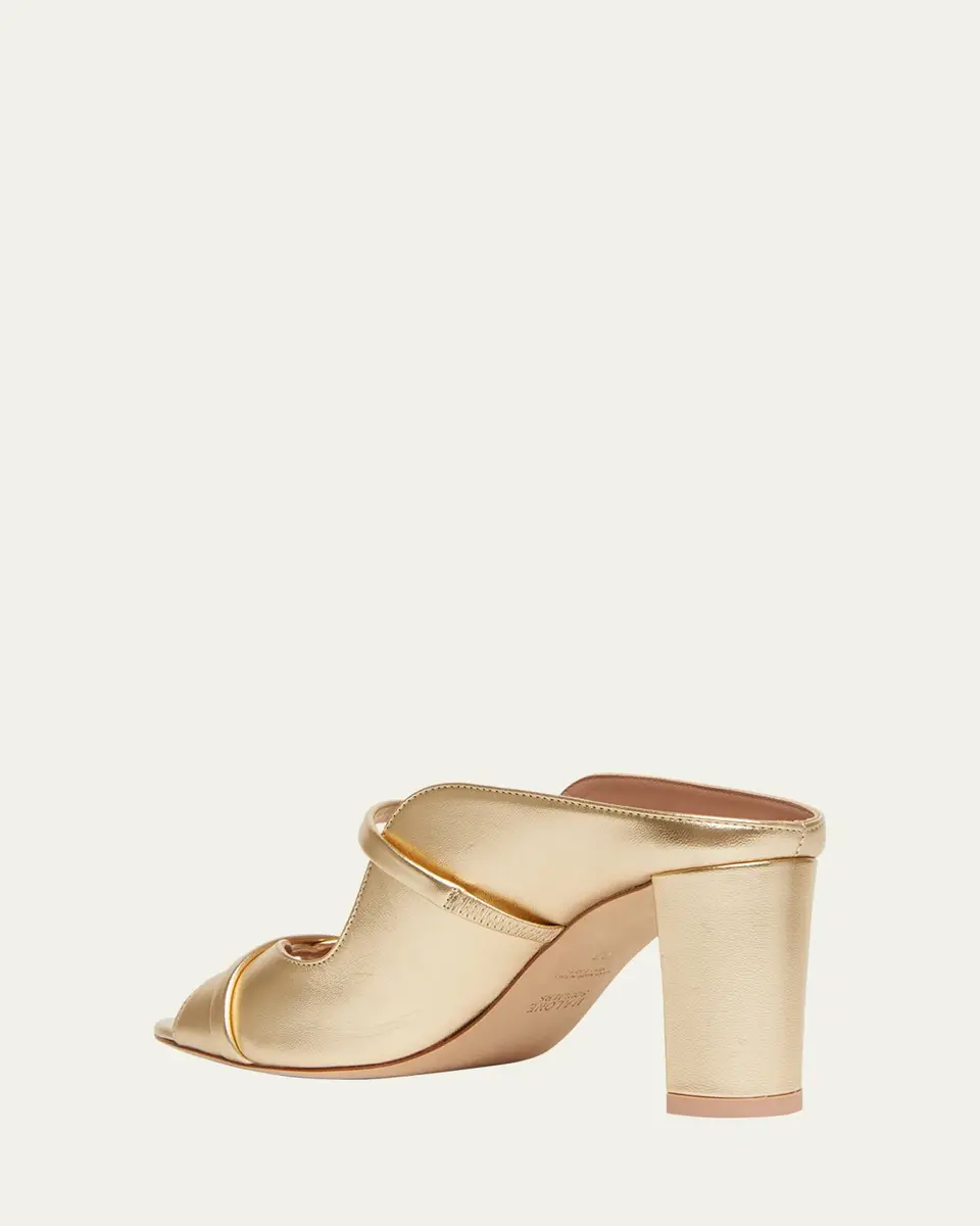Malone Souliers Norah Metallic Leather Two-Band Block Heel Sandals | Thumbnail 2 Malone Souliers Norah Metallic Leather Two-Band Block Heel Sandals | Thumbnail 2