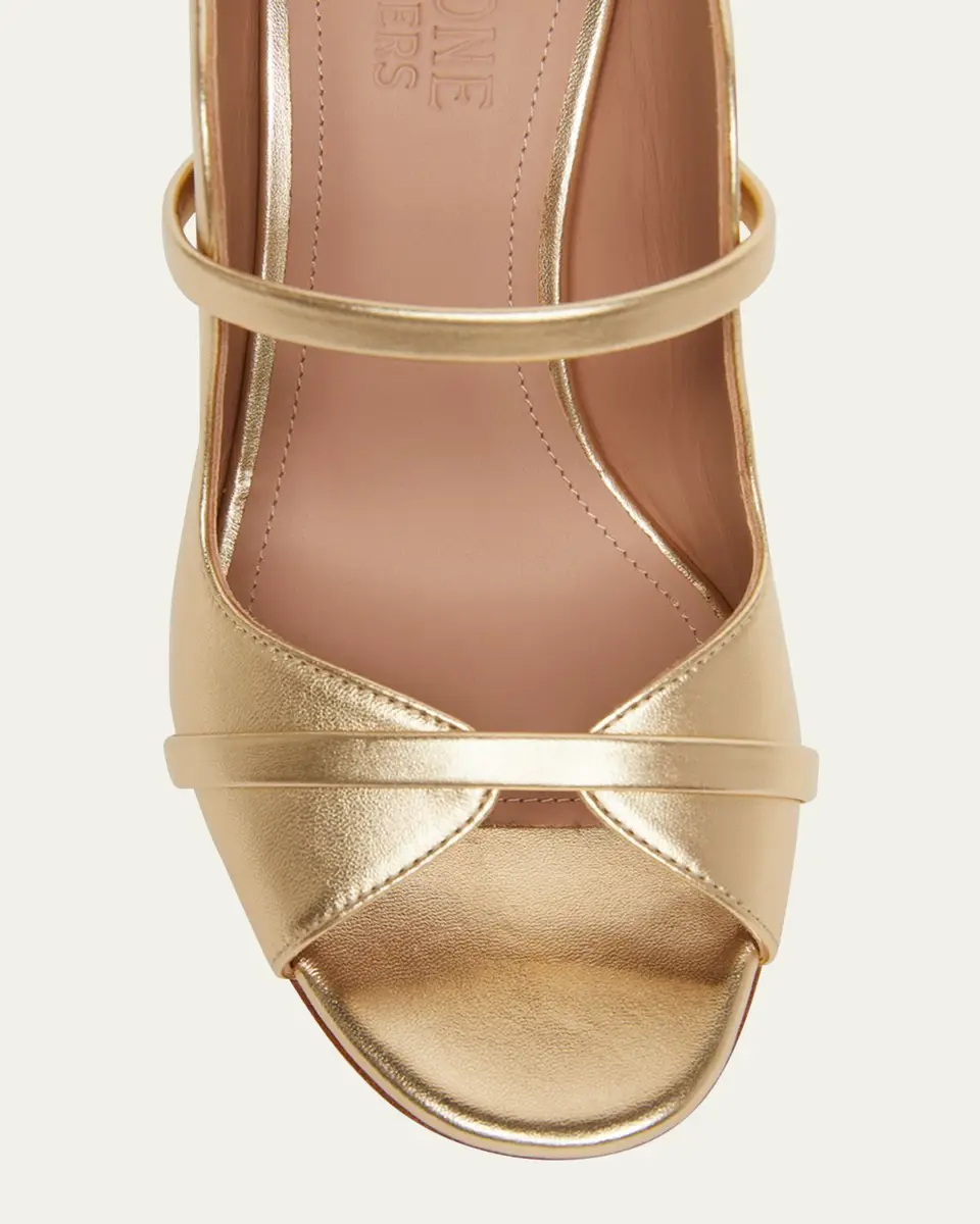 Malone Souliers Norah Metallic Leather Two-Band Block Heel Sandals | Thumbnail 3 Malone Souliers Norah Metallic Leather Two-Band Block Heel Sandals | Thumbnail 3