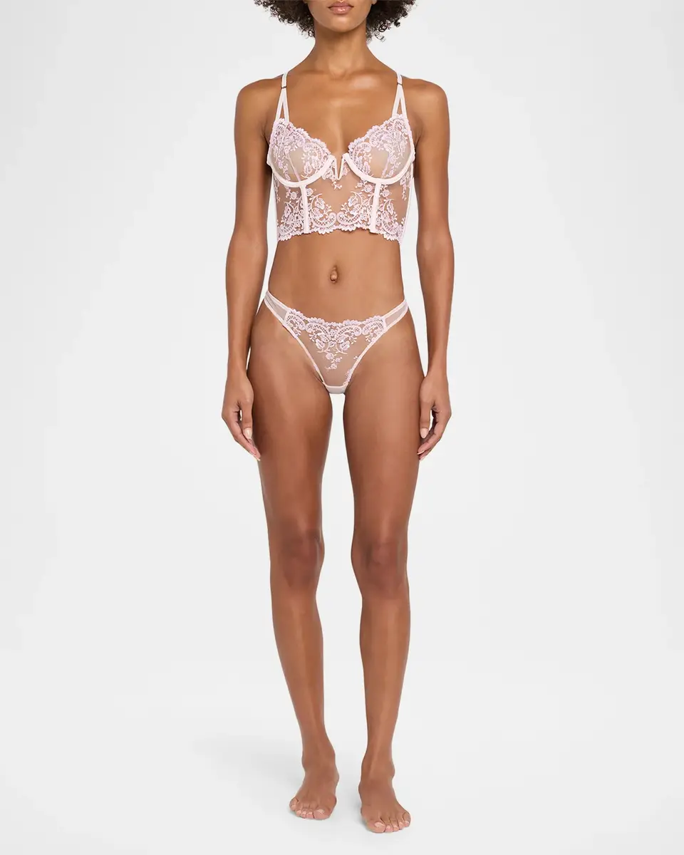 Kiki de Montparnasse Juliette Embroidered Low-Rise Lace Thong | Thumbnail 2 Kiki de Montparnasse Juliette Embroidered Low-Rise Lace Thong | Thumbnail 2