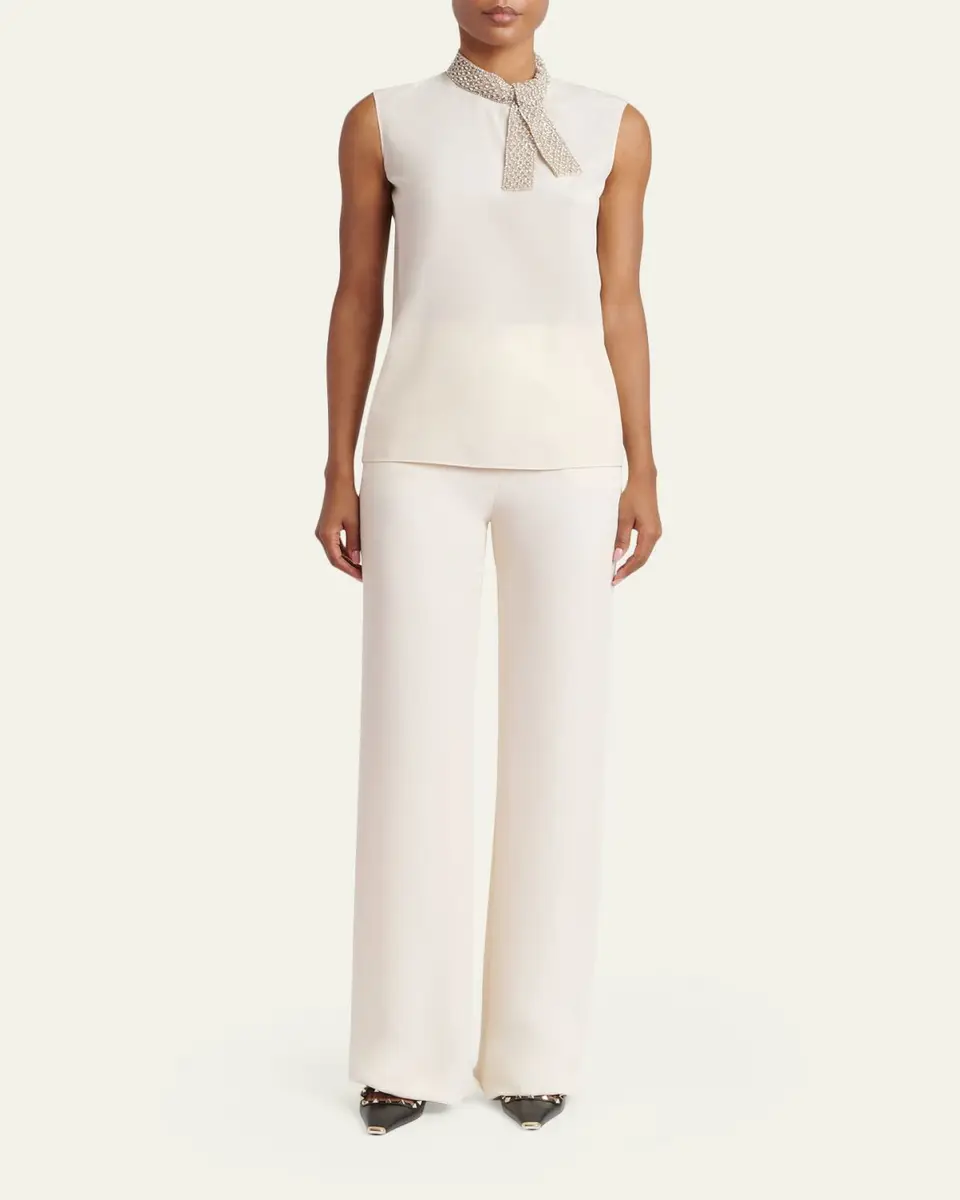 Valentino Garavani Silk Tie Neck Sleeveless Blouse | Thumbnail 2 Valentino Garavani Silk Tie Neck Sleeveless Blouse | Thumbnail 2