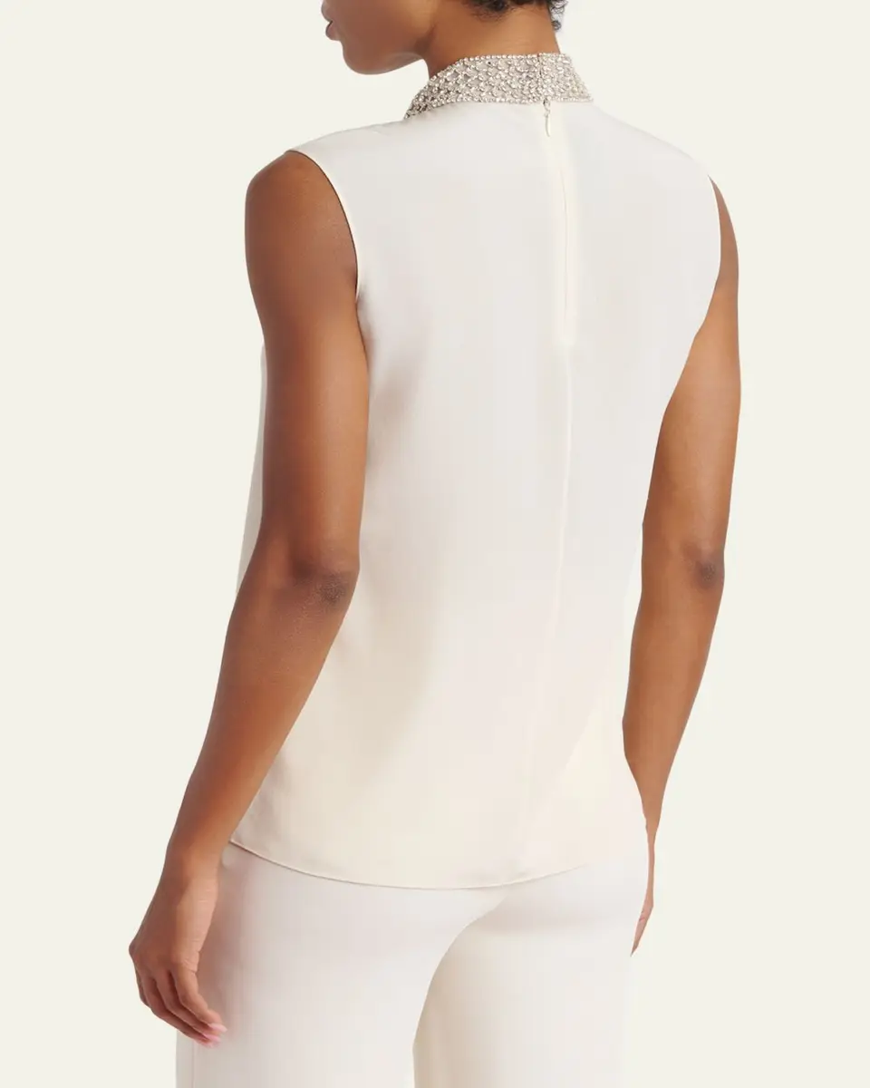 Valentino Garavani Silk Tie Neck Sleeveless Blouse | Thumbnail 3 Valentino Garavani Silk Tie Neck Sleeveless Blouse | Thumbnail 3