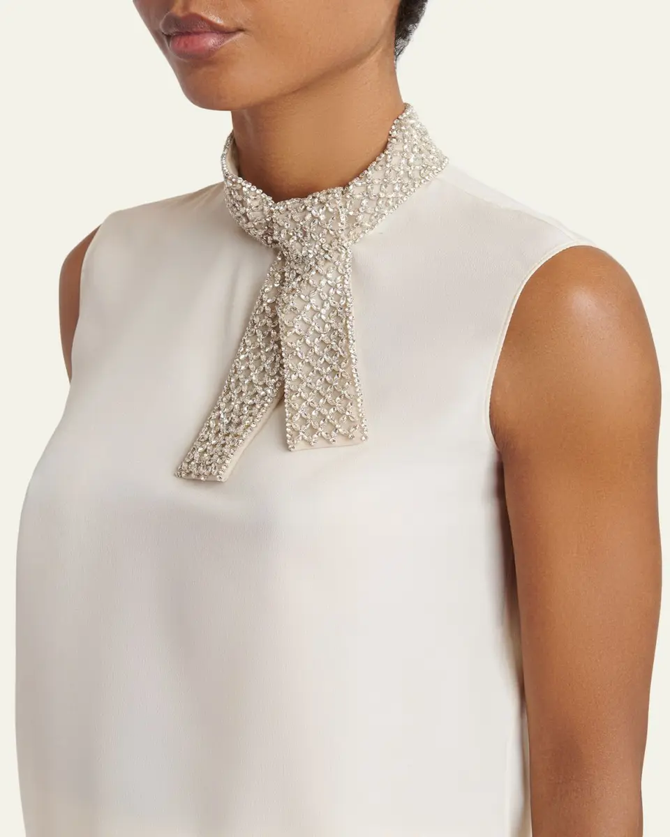 Valentino Garavani Silk Tie Neck Sleeveless Blouse | Thumbnail 5 Valentino Garavani Silk Tie Neck Sleeveless Blouse | Thumbnail 5