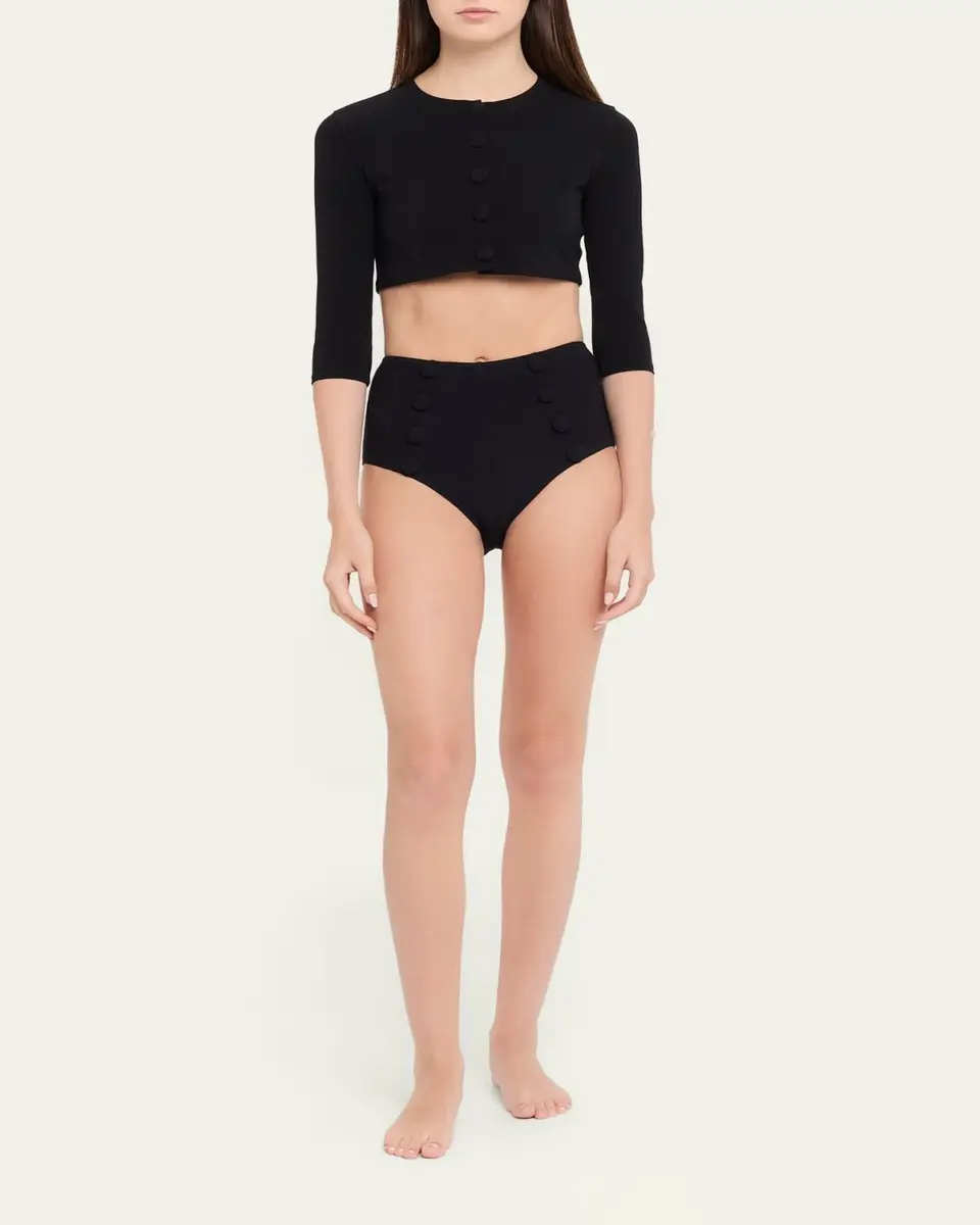 Lisa Marie Fernandez Crepe Cropped Cardigan | Thumbnail 2 Lisa Marie Fernandez Crepe Cropped Cardigan | Thumbnail 2