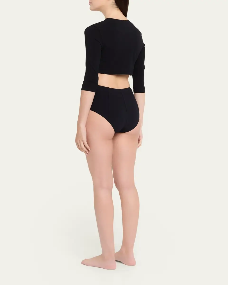 Lisa Marie Fernandez Crepe Cropped Cardigan | Thumbnail 3 Lisa Marie Fernandez Crepe Cropped Cardigan | Thumbnail 3