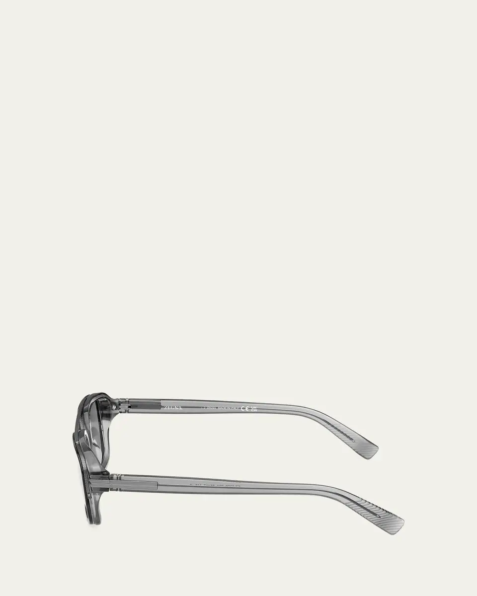Zegna Men's Acetate and Titanium Rectangle Sunglasses | Thumbnail 3 Zegna Men's Acetate and Titanium Rectangle Sunglasses | Thumbnail 3