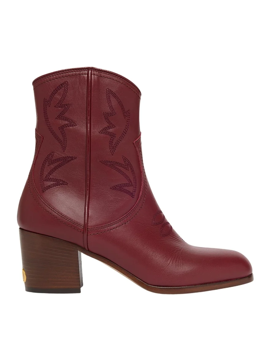 Valentino Garavani 40mm Bard Embroidered Leather Ankle Boots