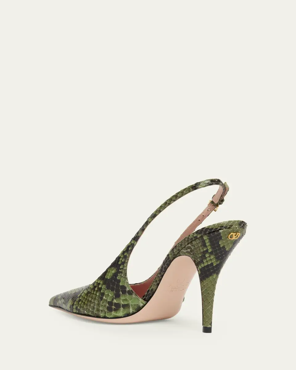 Valentino Garavani 100mm Cuttie Snakeskin Slingback Pumps | Thumbnail 4