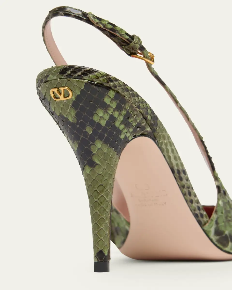 Valentino Garavani 100mm Cuttie Snakeskin Slingback Pumps | Thumbnail 5