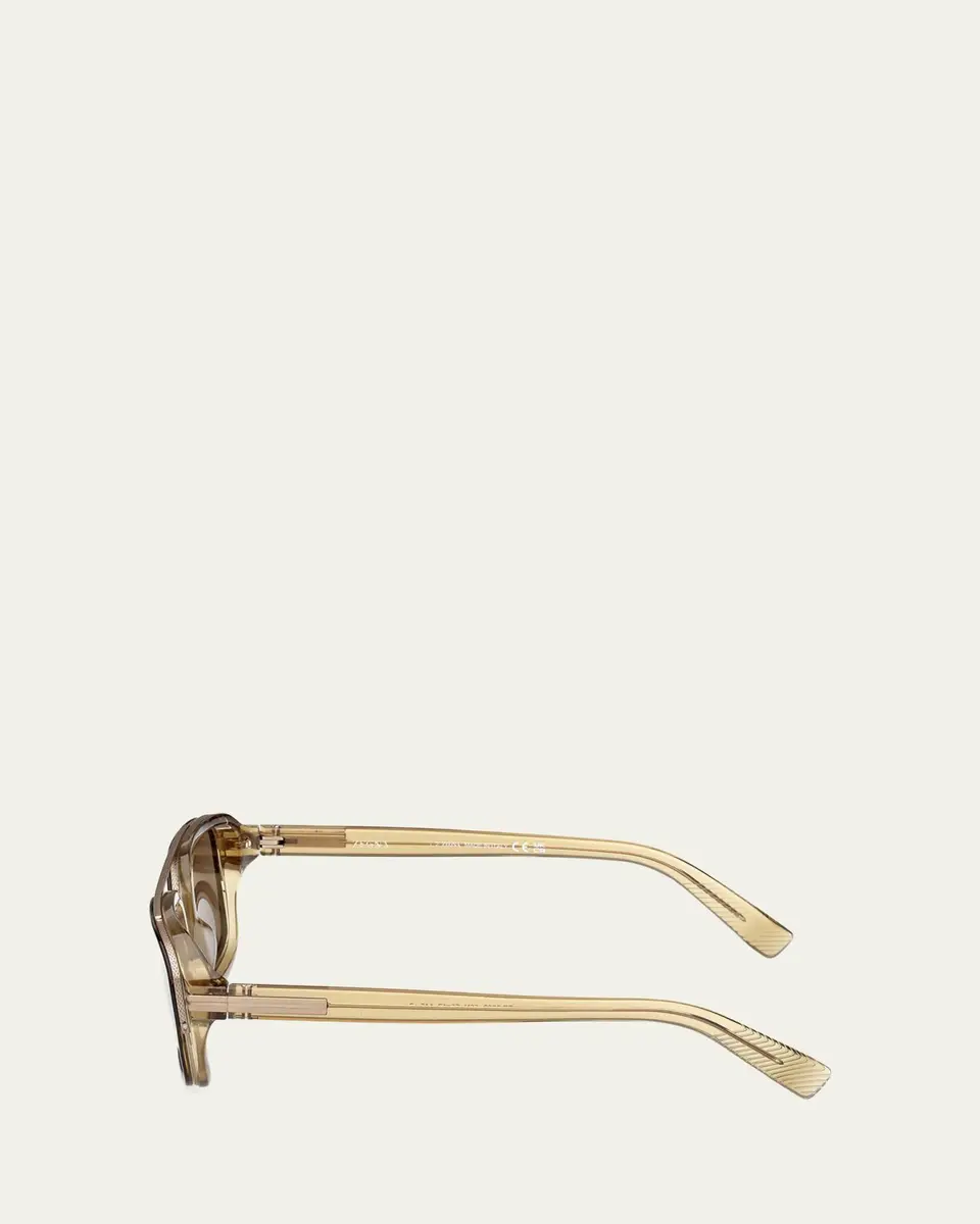 Zegna Men's Acetate and Titanium Rectangle Sunglasses | Thumbnail 3 Zegna Men's Acetate and Titanium Rectangle Sunglasses | Thumbnail 3
