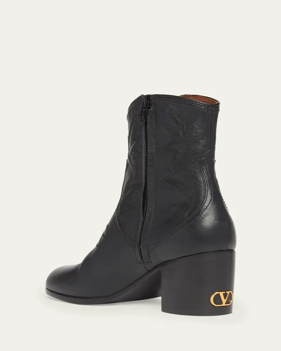 Valentino Garavani 40mm Bard Embroidered Leather Ankle Boots | Thumbnail 4 Valentino Garavani 40mm Bard Embroidered Leather Ankle Boots | Thumbnail 4