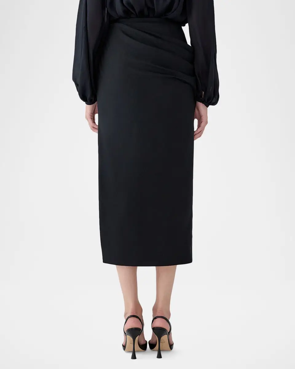 Carolina Herrera Draped Rose Slit Midi Skirt | Thumbnail 3 Carolina Herrera Draped Rose Slit Midi Skirt | Thumbnail 3