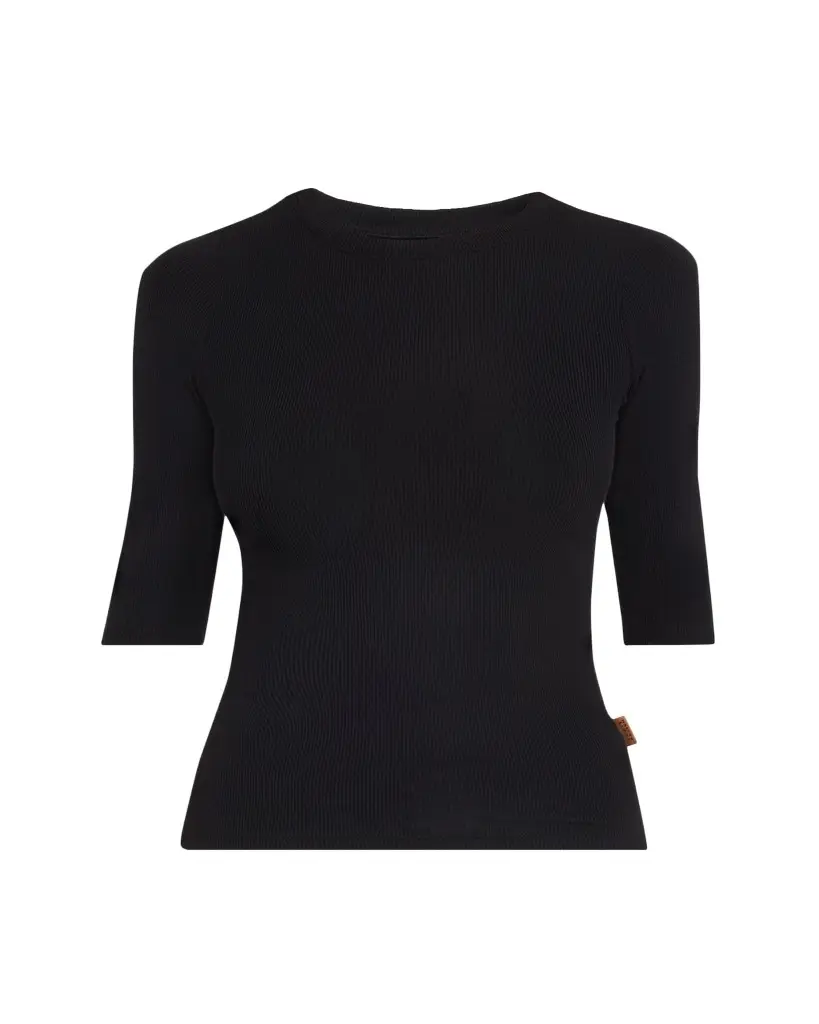 Jamie Haller The Rib Elbow-Sleeve Crew T-Shirt | Image 1 Jamie Haller The Rib Elbow-Sleeve Crew T-Shirt | Image 1