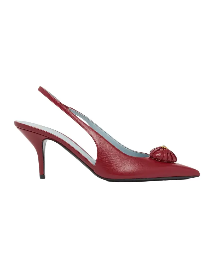 Valentino Garavani 75mm Coeur Royal Leather Slingback Pumps | Image 1 Valentino Garavani 75mm Coeur Royal Leather Slingback Pumps | Image 1