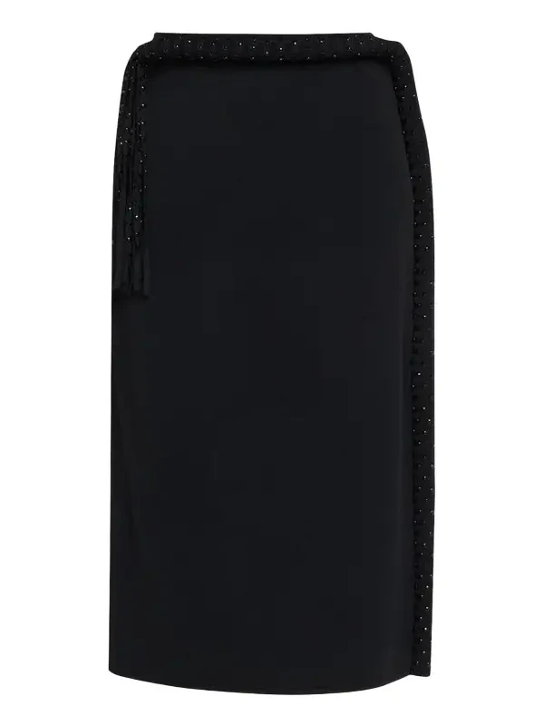 Mane Fringe Embellished Midi Skirt Mane Fringe Embellished Midi Skirt