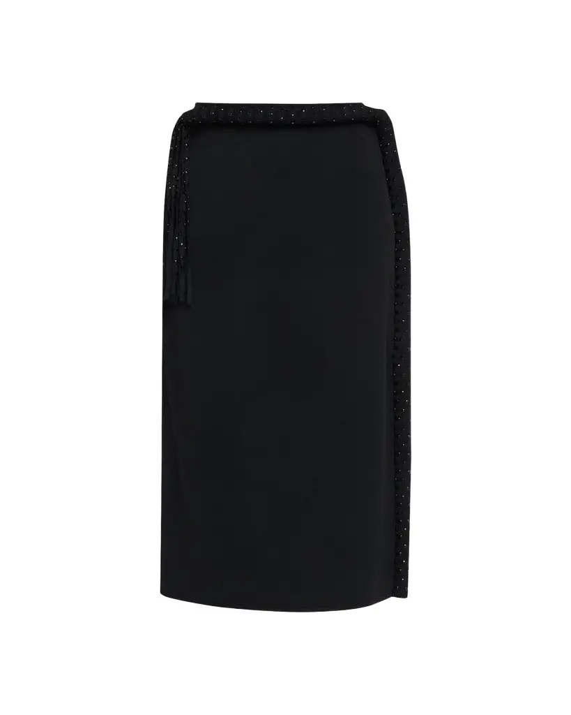 Mane Fringe Embellished Midi Skirt