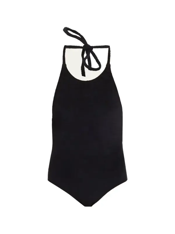 Terry Cloth Halter One-Piece Swimsuit Terry Cloth Halter One-Piece Swimsuit